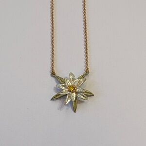 Gold and Silver EDELWEISS Floral Necklace by Michael Michaud